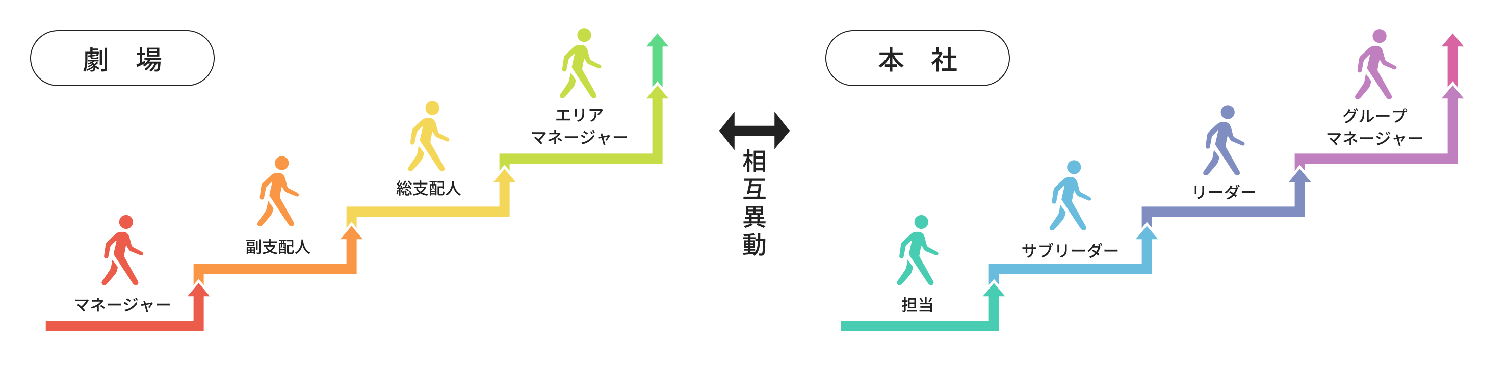 劇場と本社のキャリアステップ 相互異動あり
